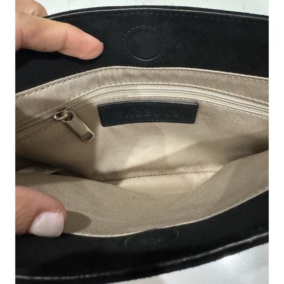 Talbots Black Leather Clutch Ruffle Trim - Picture 3 of 5